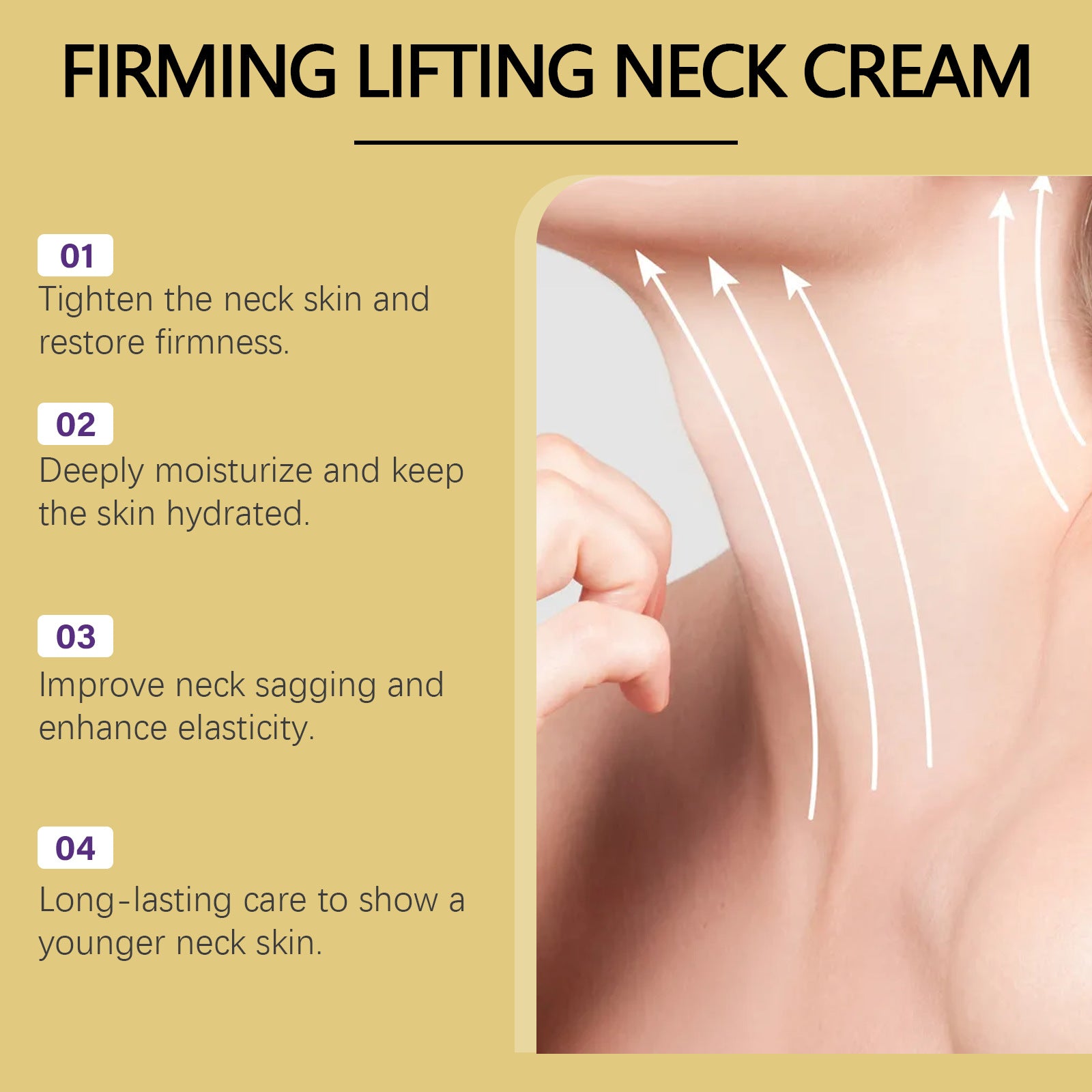 Neck Firming Roller Cream for Hydration and Wrinkle Reduction