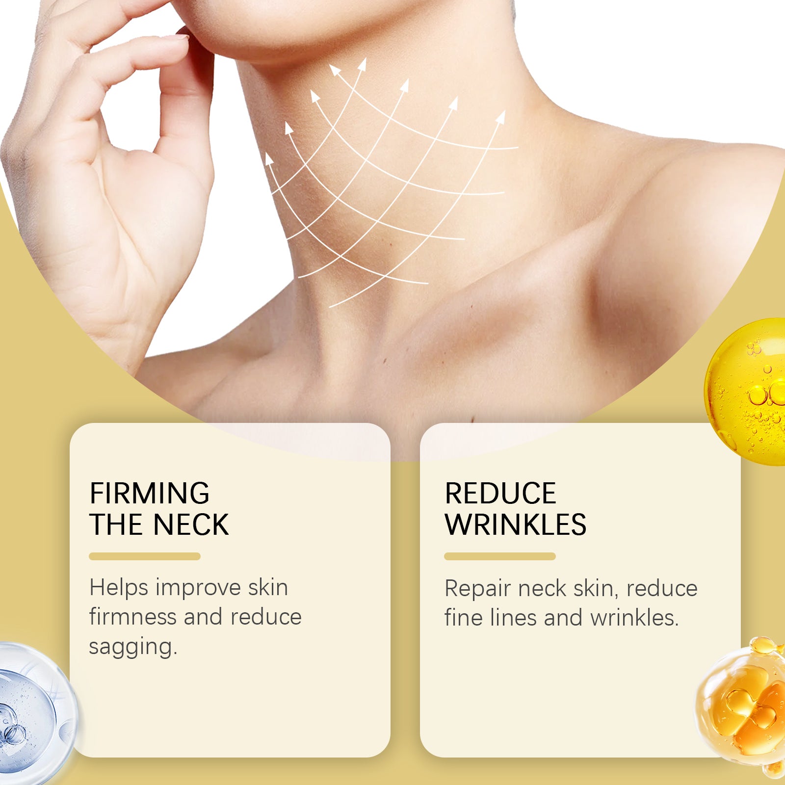 Neck Firming Roller Cream for Hydration and Wrinkle Reduction